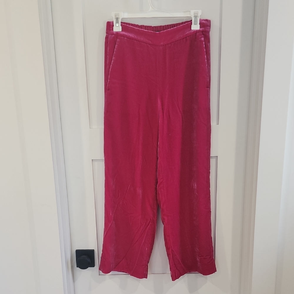 J. Crew Fuchsia Velvet Trousers